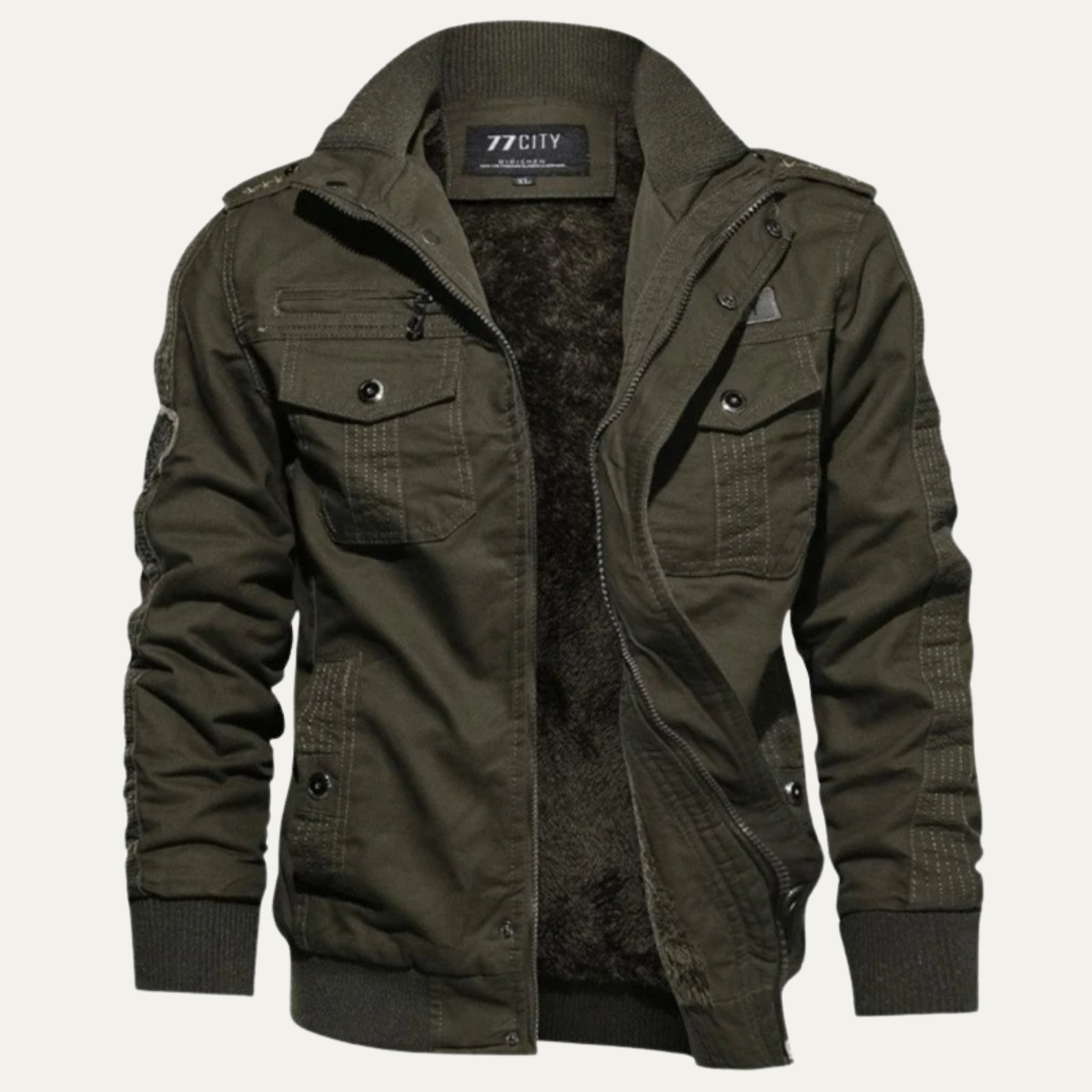 Beau | Men's Military Jacket Black Multi Pocket Windproof
