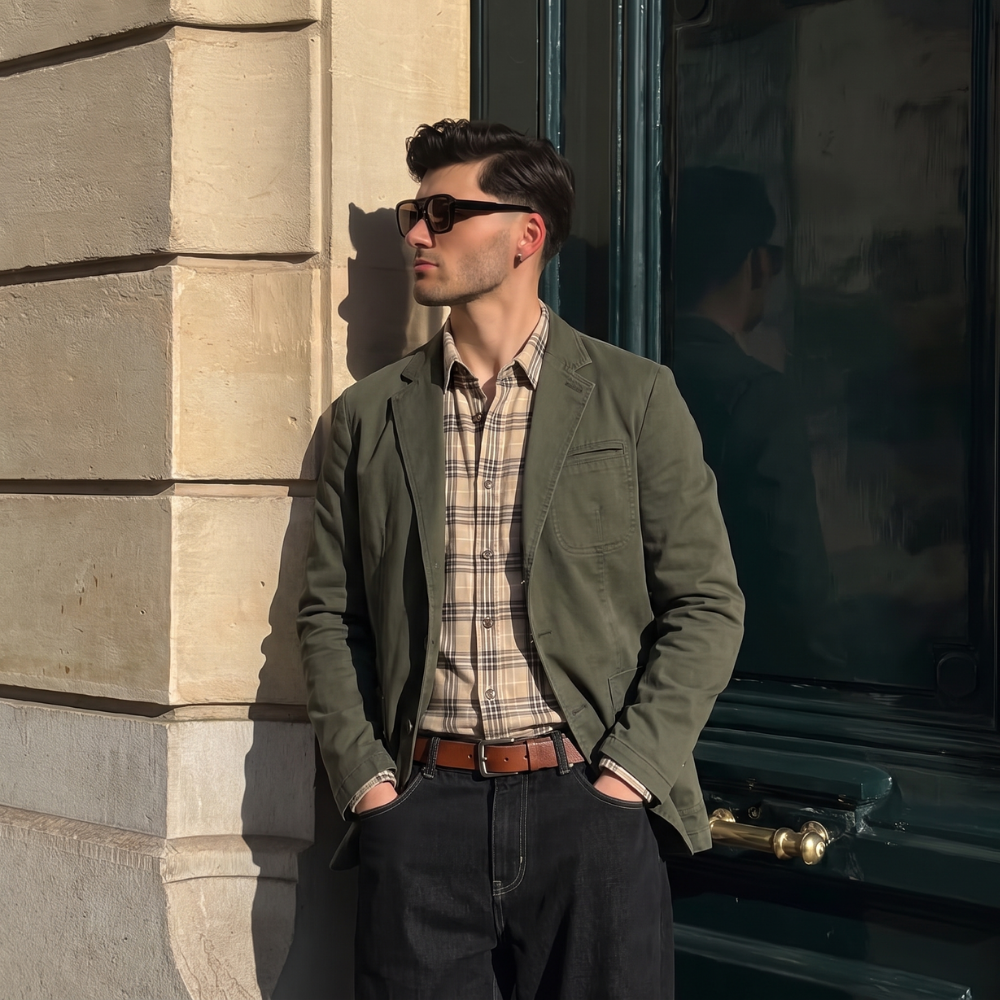 Voss | Men's Casual Lightweight Blazer Beige Cotton