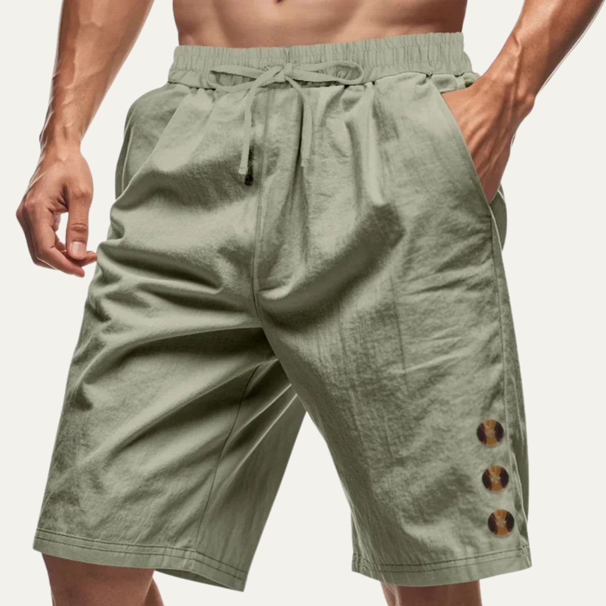 Nash | Men's Casual Button Detail Shorts Black