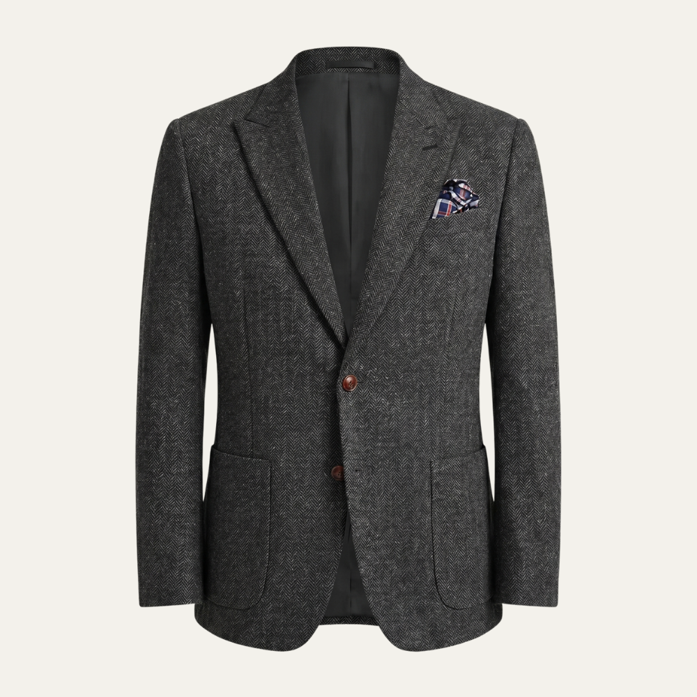 Bram | Men's Herringbone Wool Blazer Tweed Single Breasted