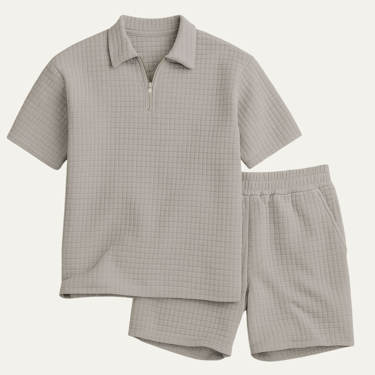 Lola | Men's Textured Lounge Set Cream Short Sleeve