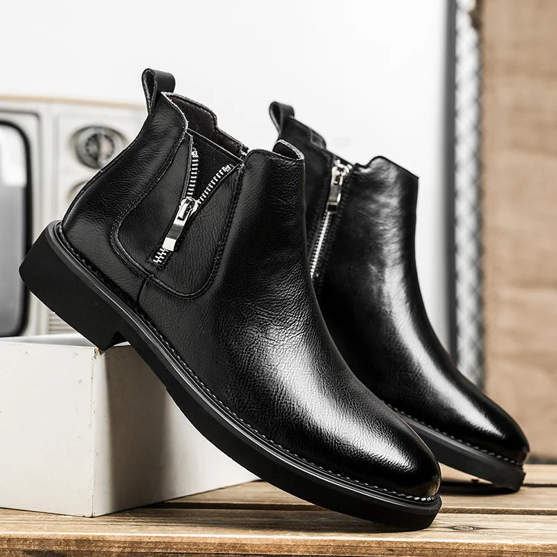 Axel | Men's Vintage Chelsea Boot Brown Leather Black Sole
