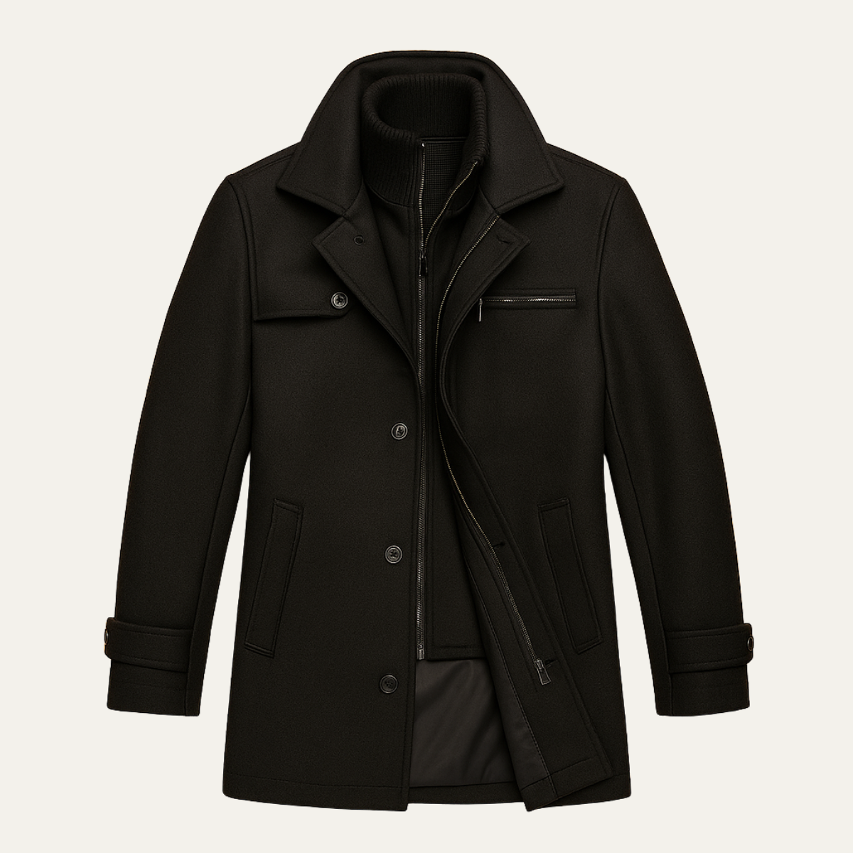 Callum | Men's Wool Blend Overcoat Camel Button Front