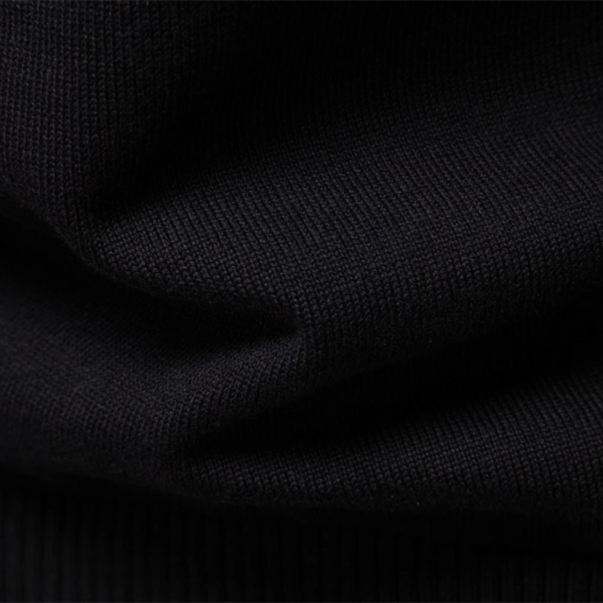 Bram | Men's Quarter Zip Sweater Black Tan Stripe Knit
