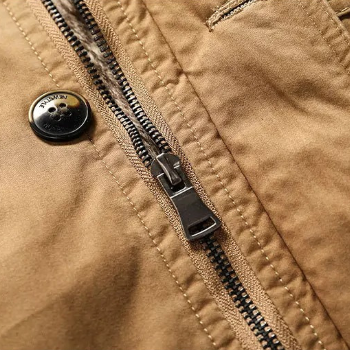 Cole | Men's Puffer Jacket Khaki Hooded Fleece Lined