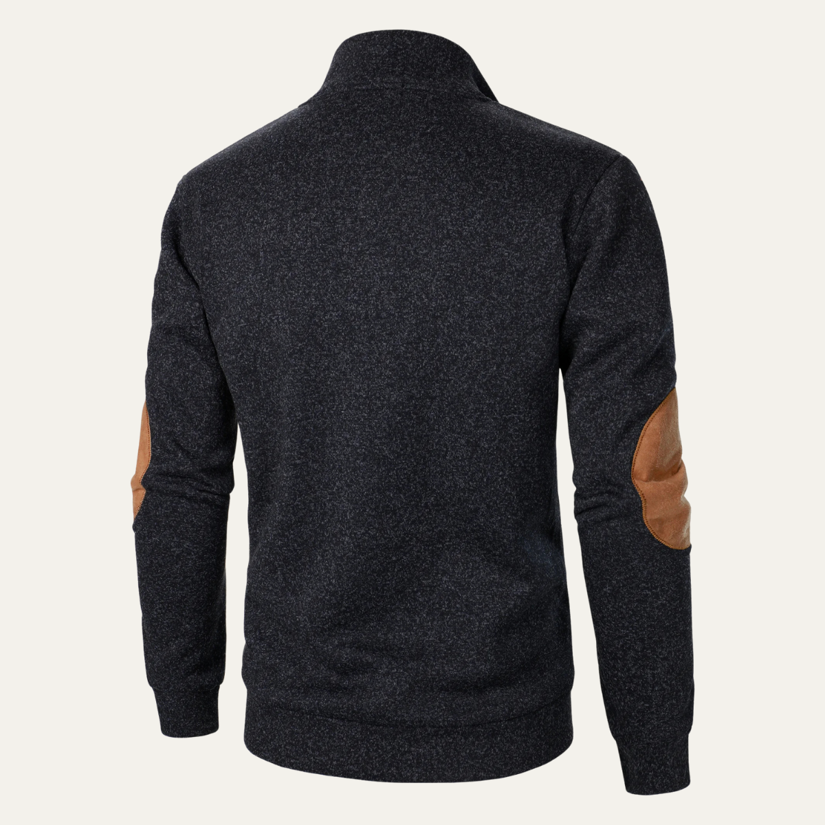 Jude | Men's Quarter Zip Sweater Charcoal Suede Elbow Patches