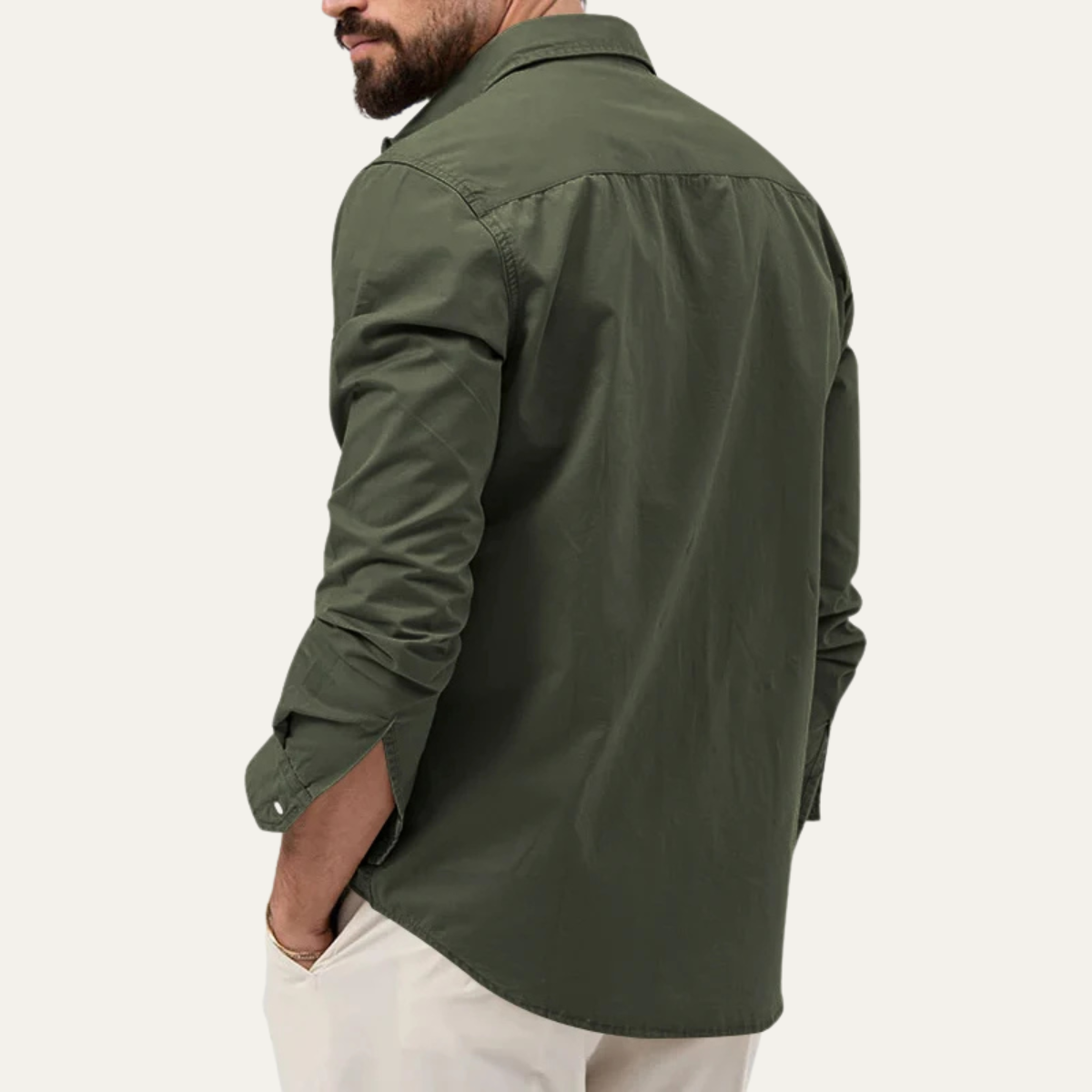 Ezra | Men's Utility Button Up Shirt Olive Long Sleeve