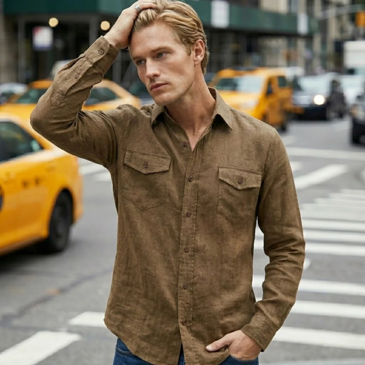 Axel | Men's Casual Denim Shirt Black Long Sleeve