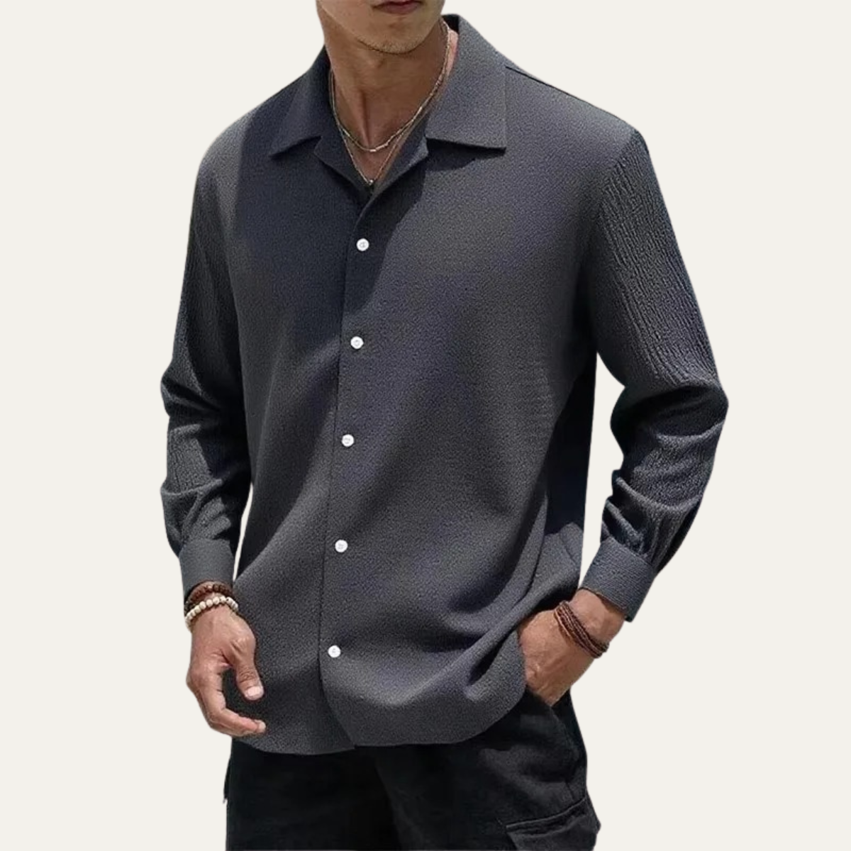 Beau | Men's Textured Button Up Shirt Lilac