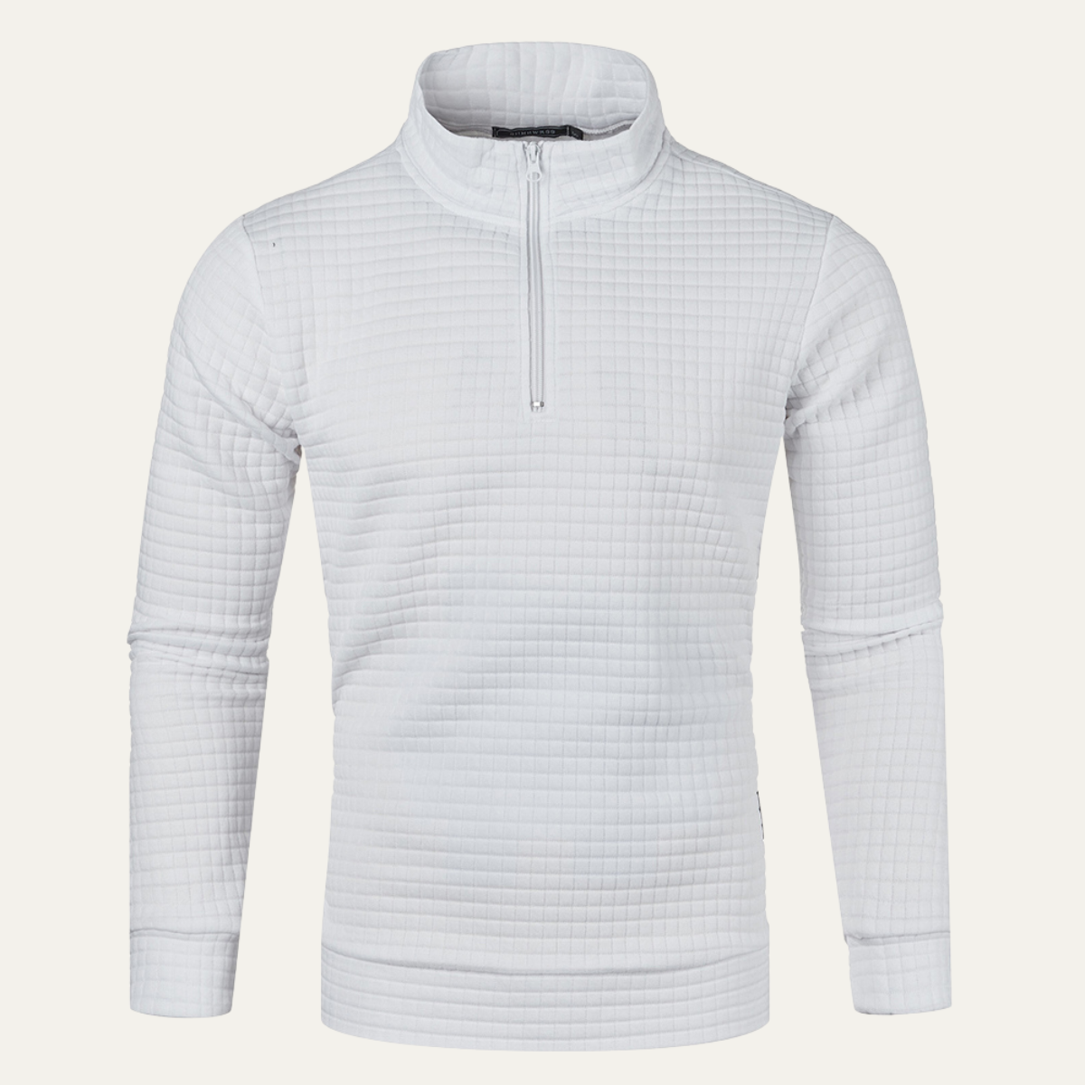 Wyatt | Men's Quarter Zip Sweater White Quilted Long Sleeve