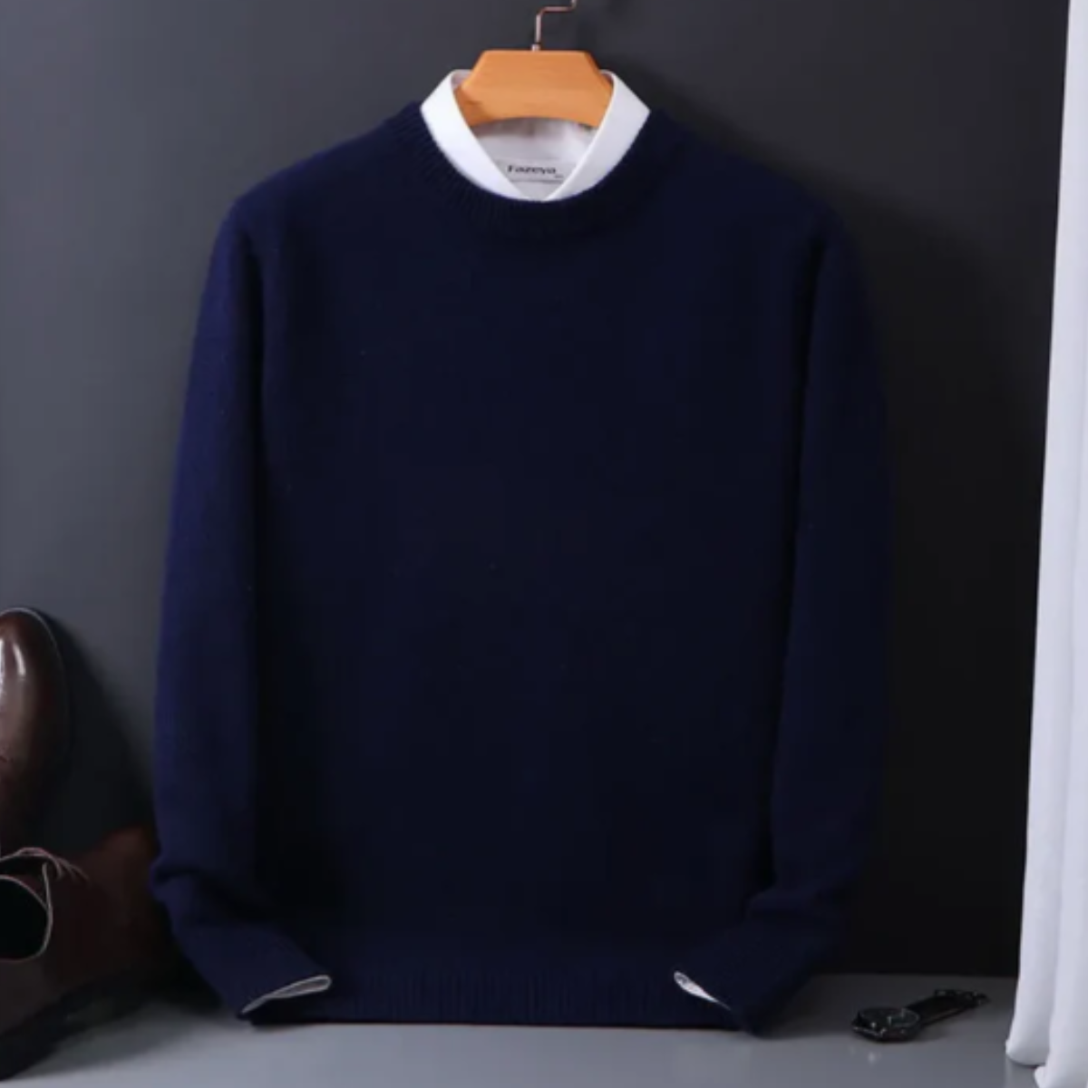 Beau | Men's Crew Neck Sweater Navy