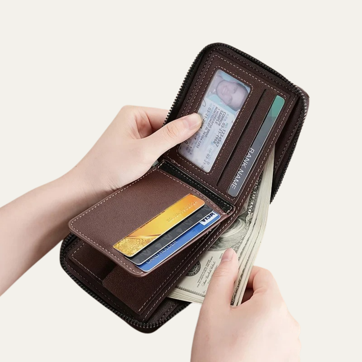 Ash | Men's Black Leather Wallet Croc Embossed Zip Card Case