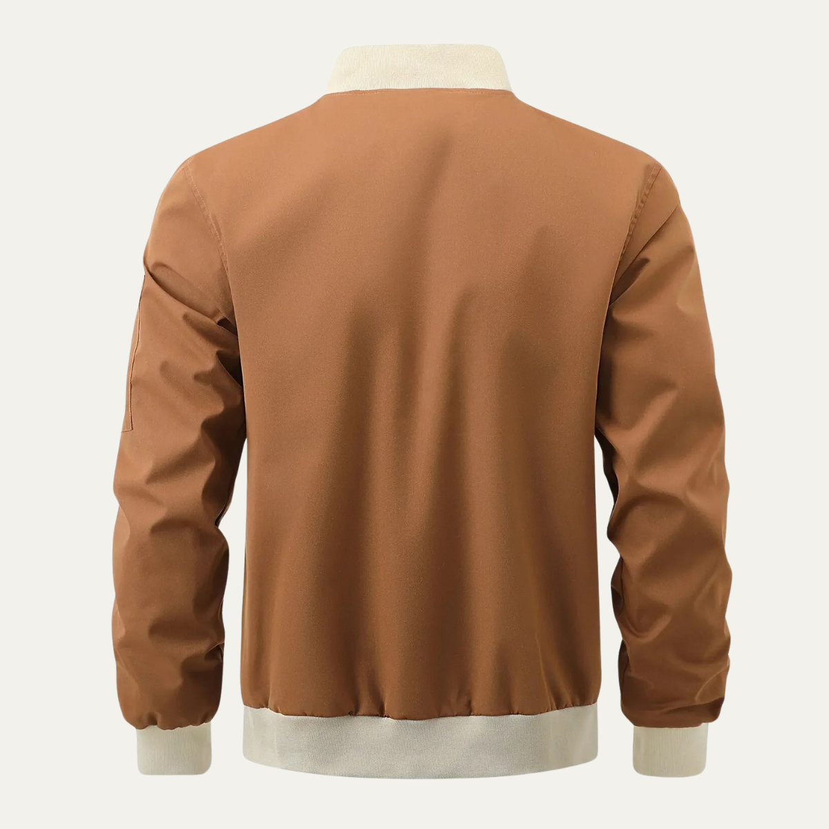 Wyatt | Men's Casual Bomber Jacket Tan Ribbed Cuffs