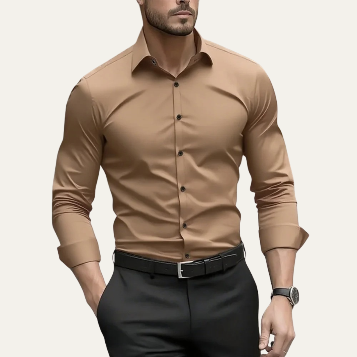 Jude | Men's Fitted Dress Shirt White Long Sleeve