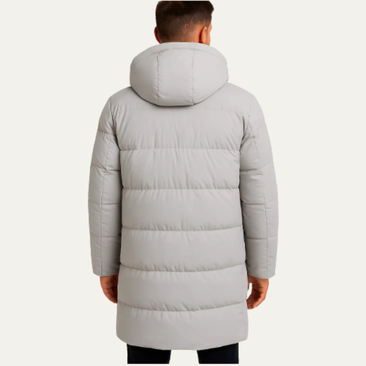 Ezra | Men's Puffer Coat Black Quilted Hooded Long