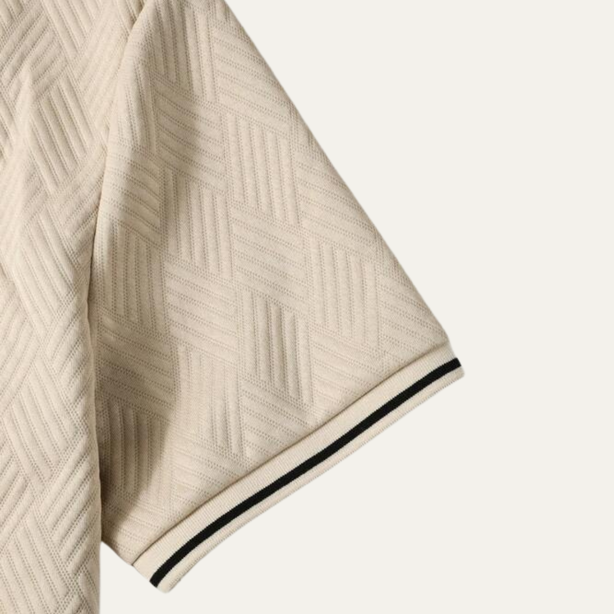 Beau | Men's Polo Shirt Cream Textured Short Sleeve