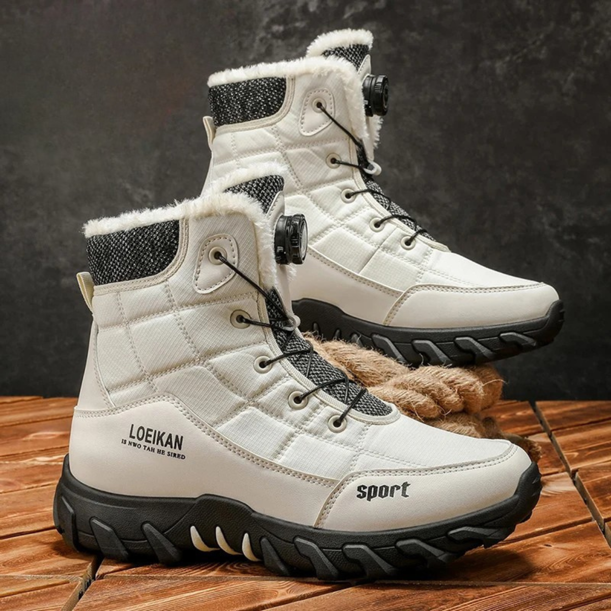 Lars | Men's Waterproof Winter Snow Boots Black Sherpa Lined