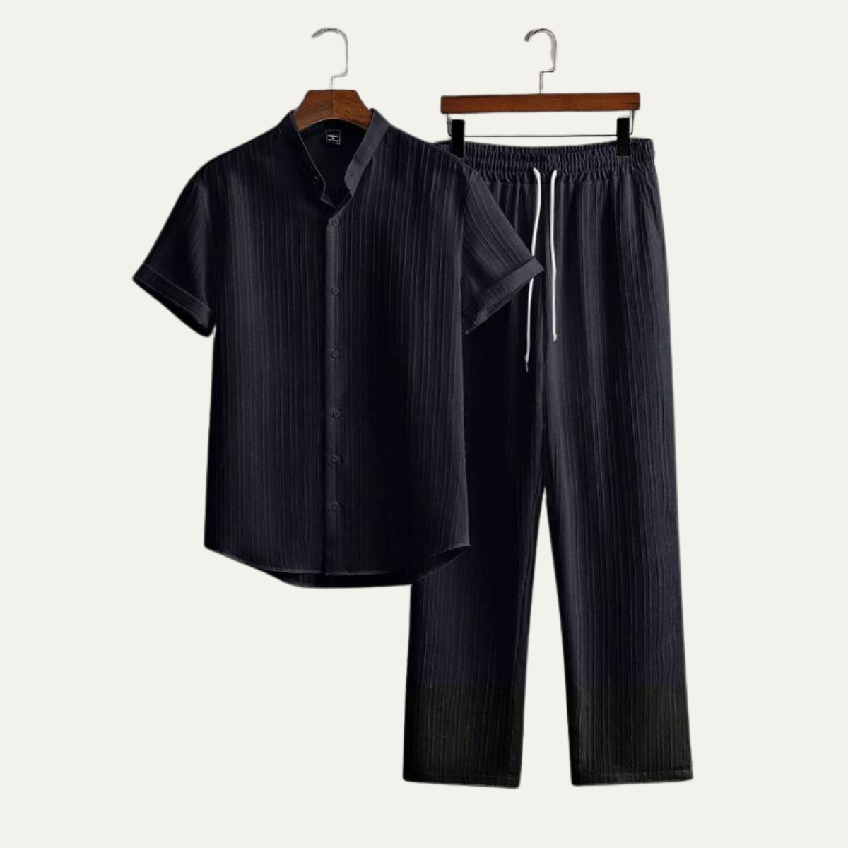 Jasper | Men's Linen Set Light Blue Short Sleeve Shirt Pants