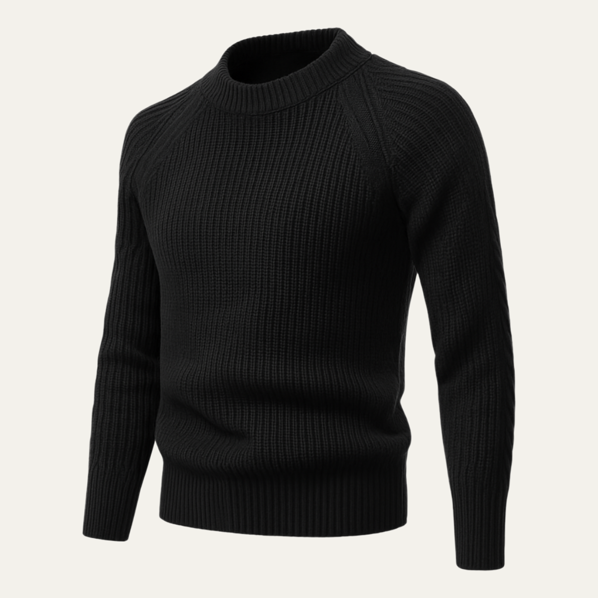 Bram | Men's Crew Neck Sweater Cream Ribbed Knit