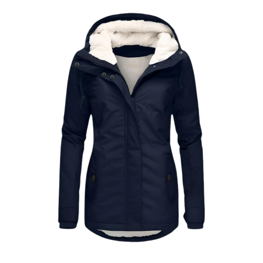 Ivy | Women's Sherpa Lined Puffer Jacket Gray Hooded