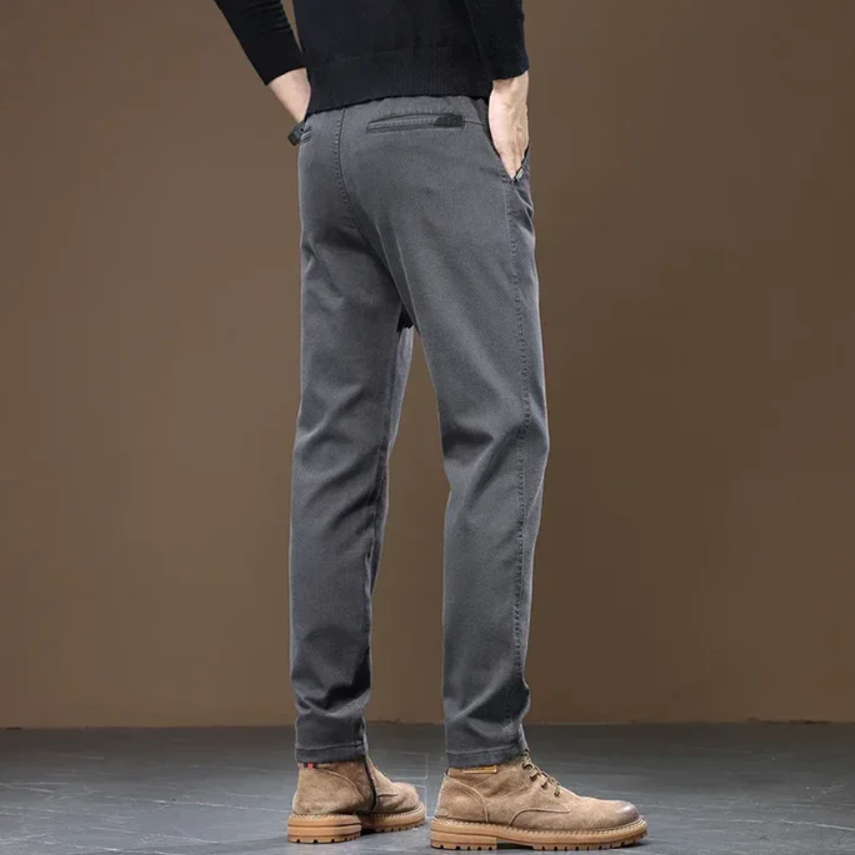 Beau | Men's Straight Leg Chinos Gray Casual Tapered Fit