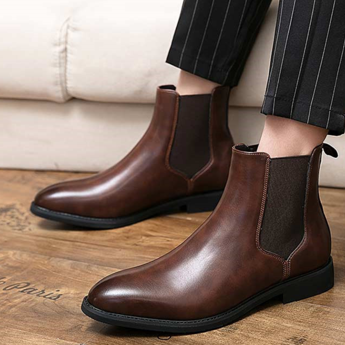 Axel | Men's Vintage Leather Chelsea Boots Brown