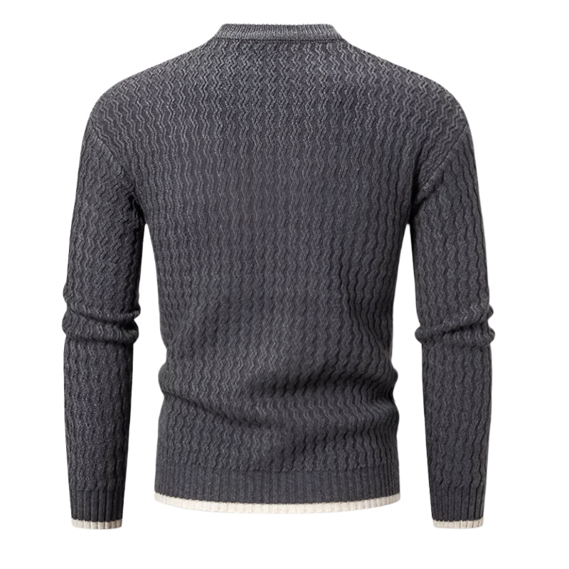 Bram | Men's Cable Knit Sweater Cream Crew Neck