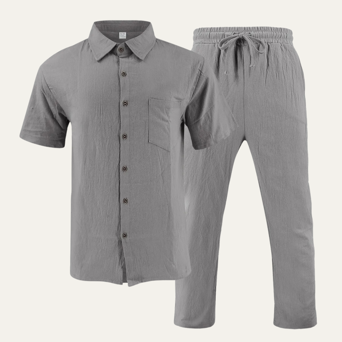 Rowan | Men's Casual Linen Shirt And Pants Set Gray