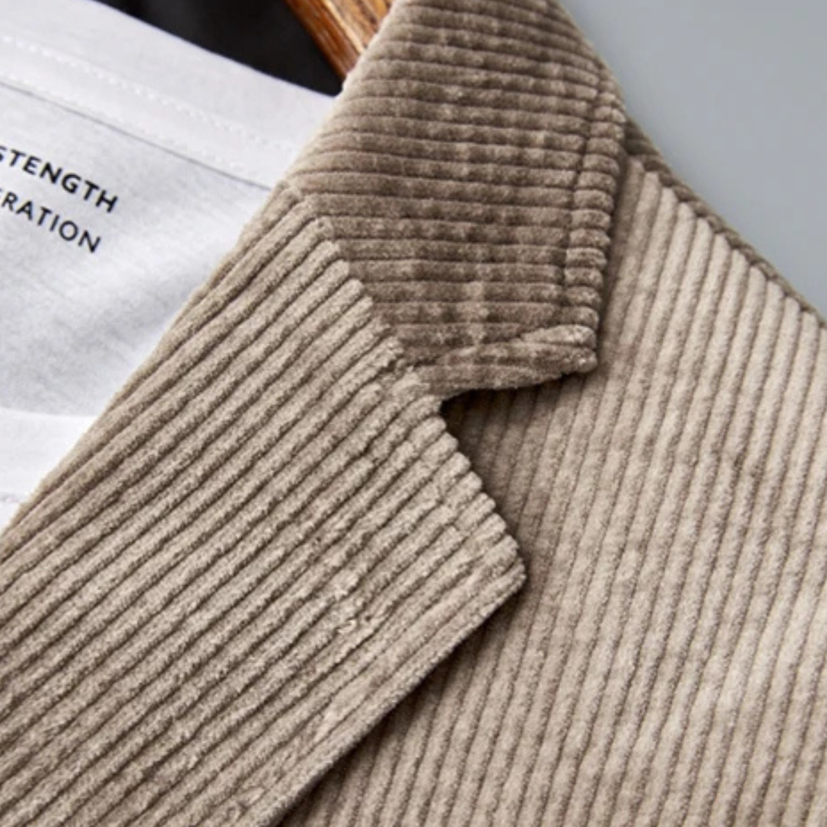 Beau | Men's Casual Corduroy Blazer Cream Single Breasted