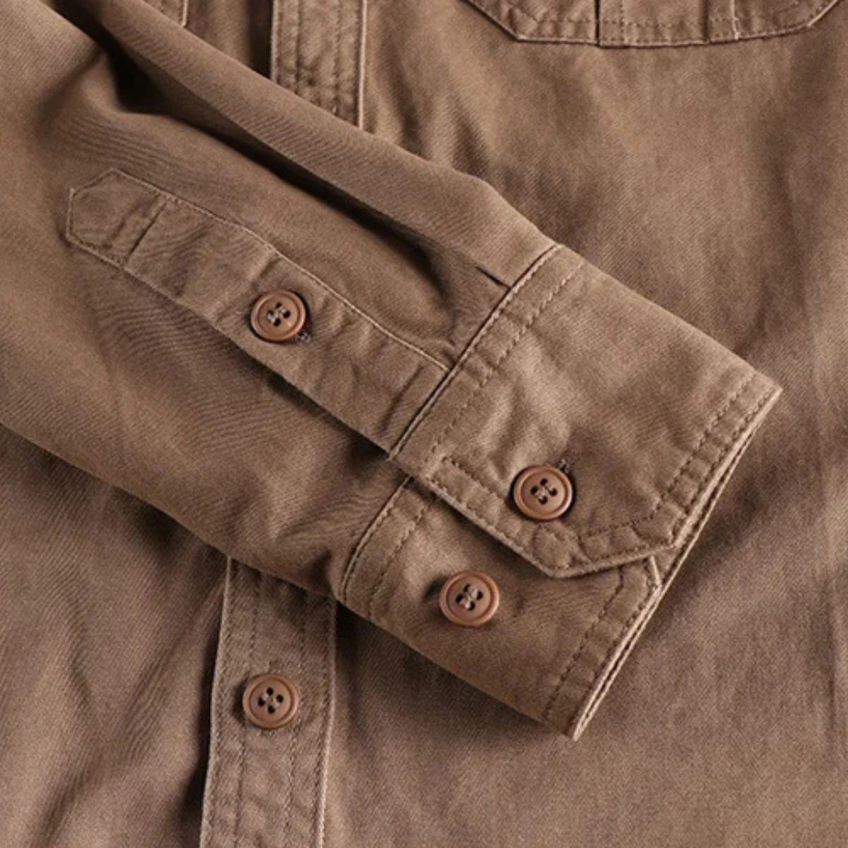 Axel | Men's Utility Denim Shirt Jacket Beige Long Sleeve