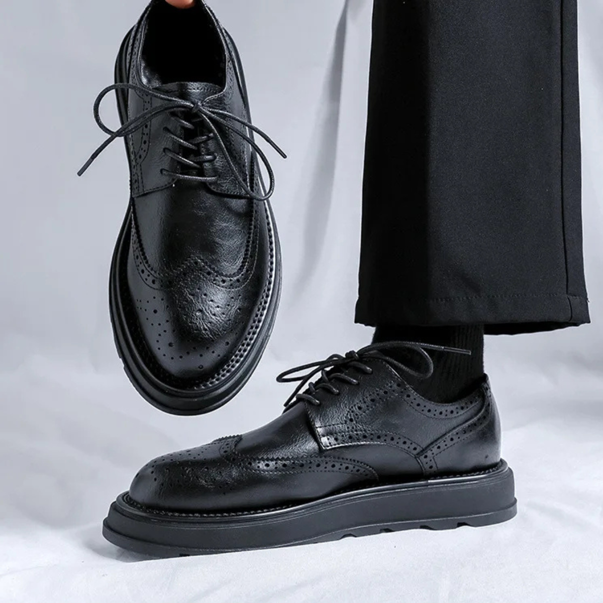 Oscar | Men's Wingtip Brogue Oxford Dress Shoe Black Leather