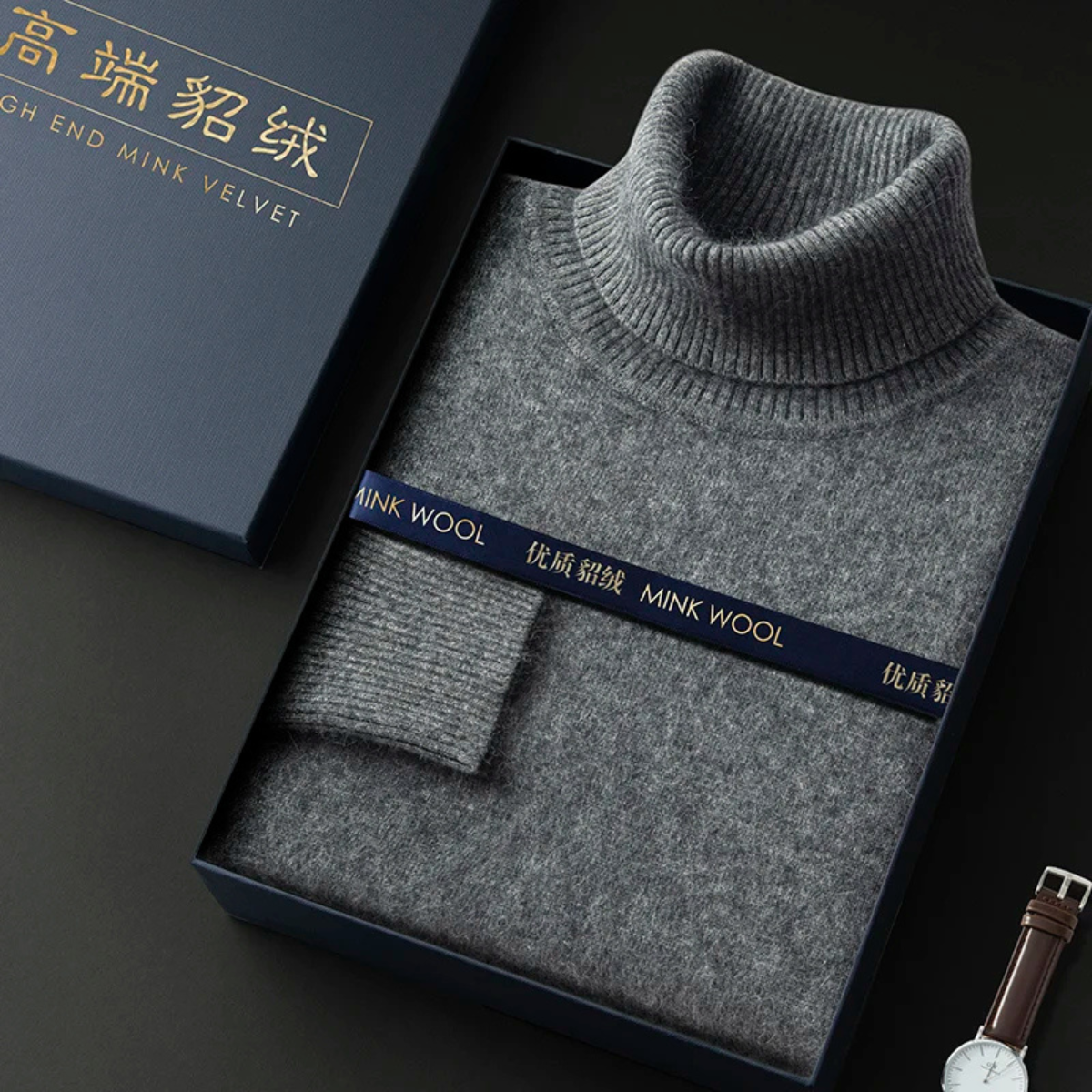 Voss | Men's Turtleneck Wool Sweater Cream