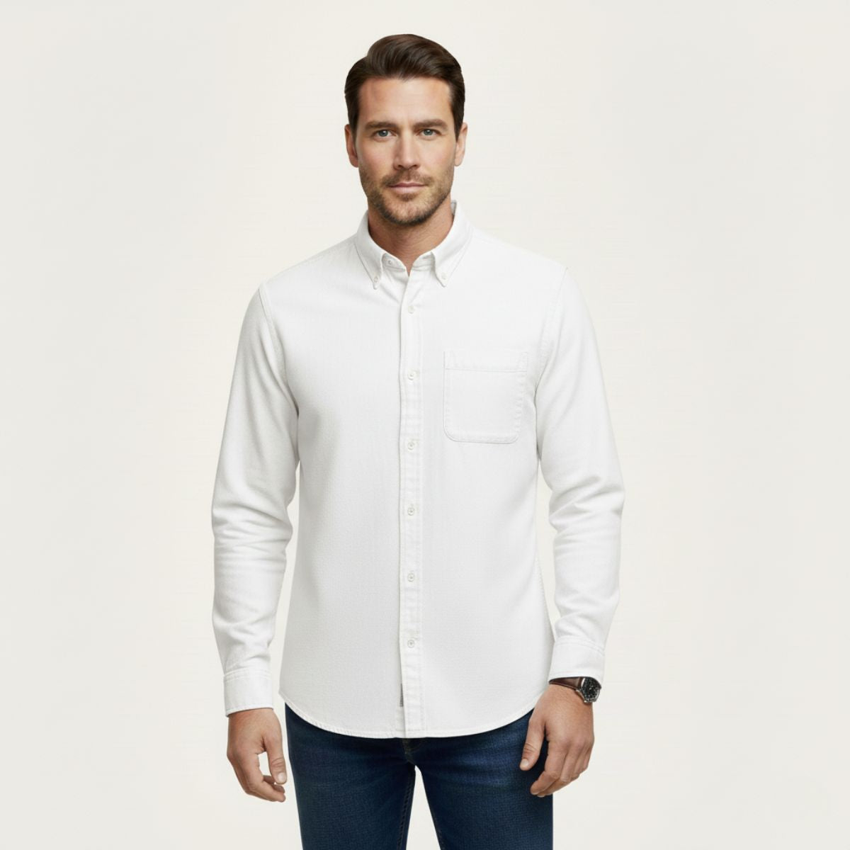 Arlo | Men's Button Up Shirt Black Long Sleeve Casual Oxford