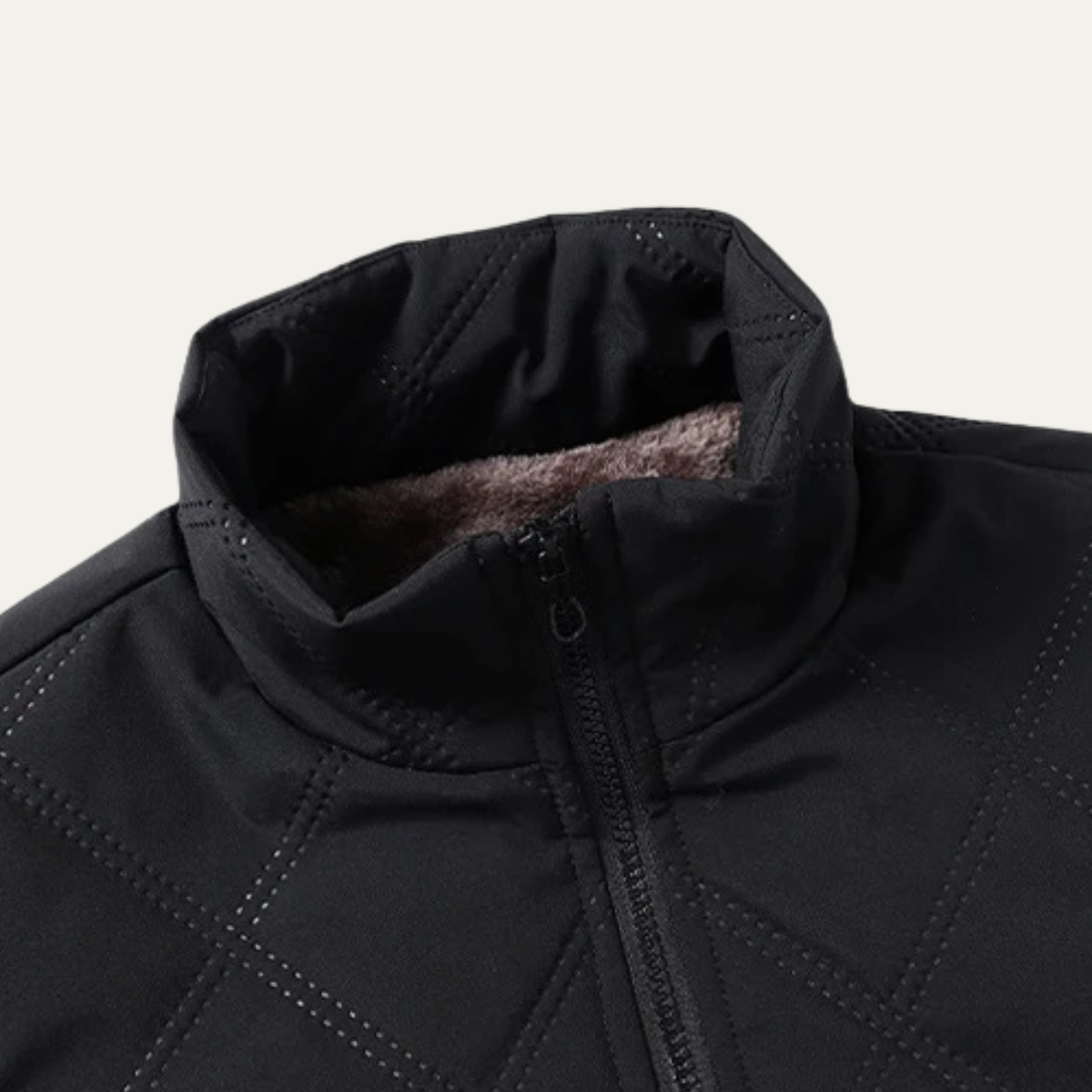 Ezra | Men's Quilted Puffer Jacket Black Sherpa Lined