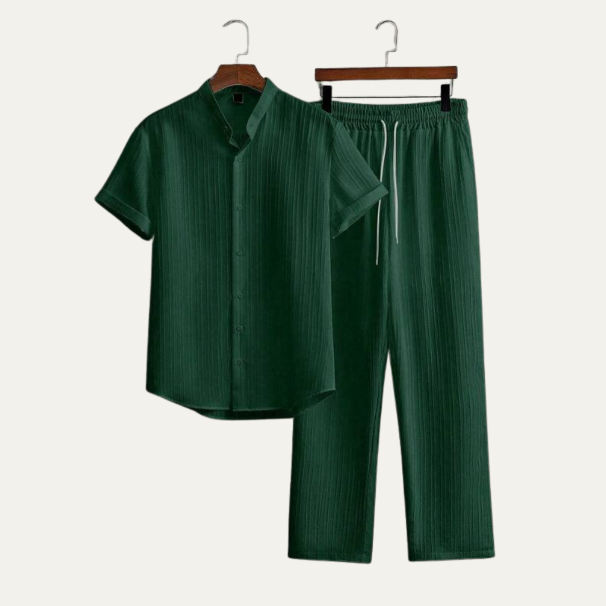 Beau | Men's Linen Pajama Set Blue Striped Short Sleeve