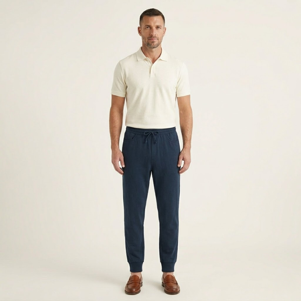 Axel | Men's Linen Joggers White Lightweight Summer Pants
