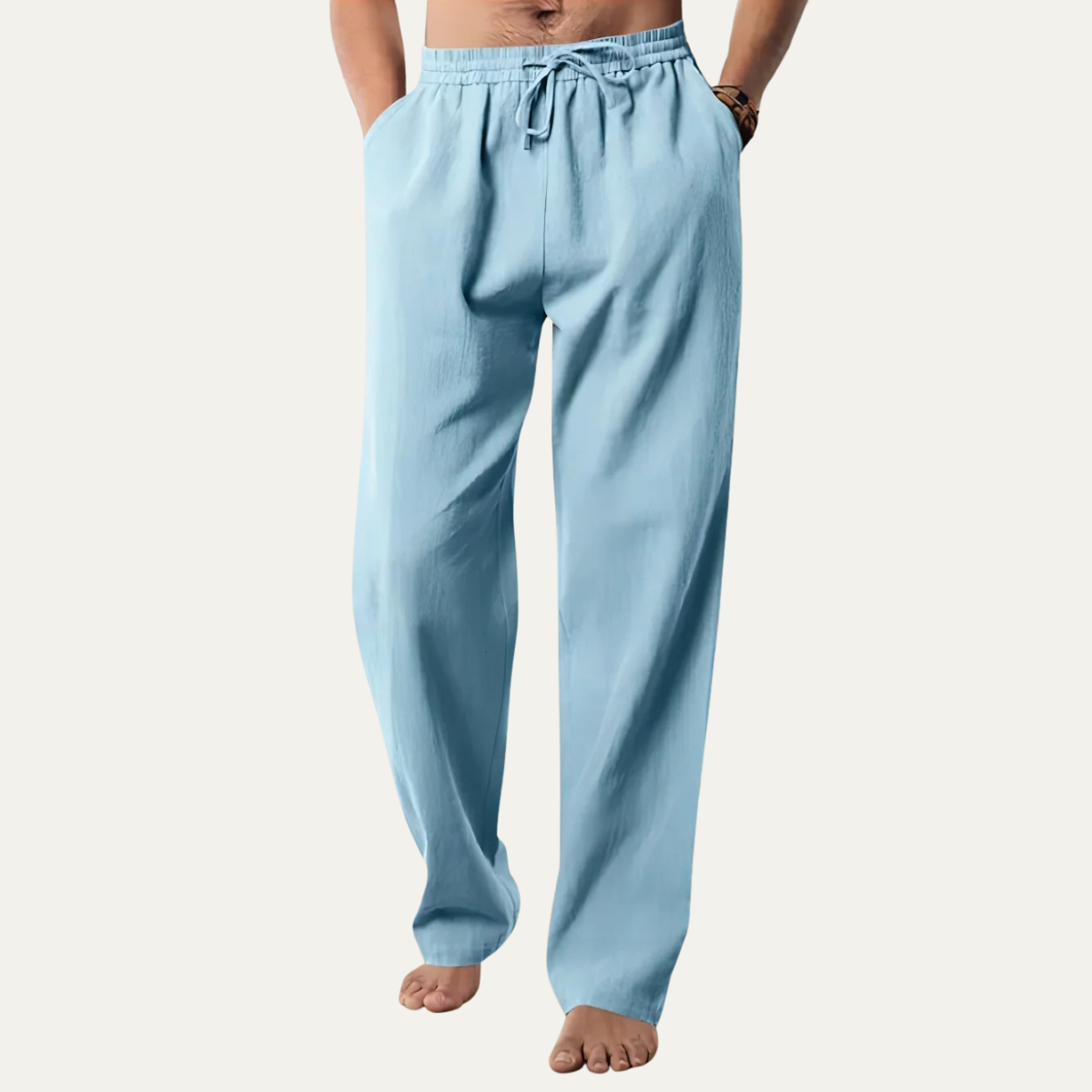 Axel | Men's Linen Pants Navy Wide Leg Drawstring