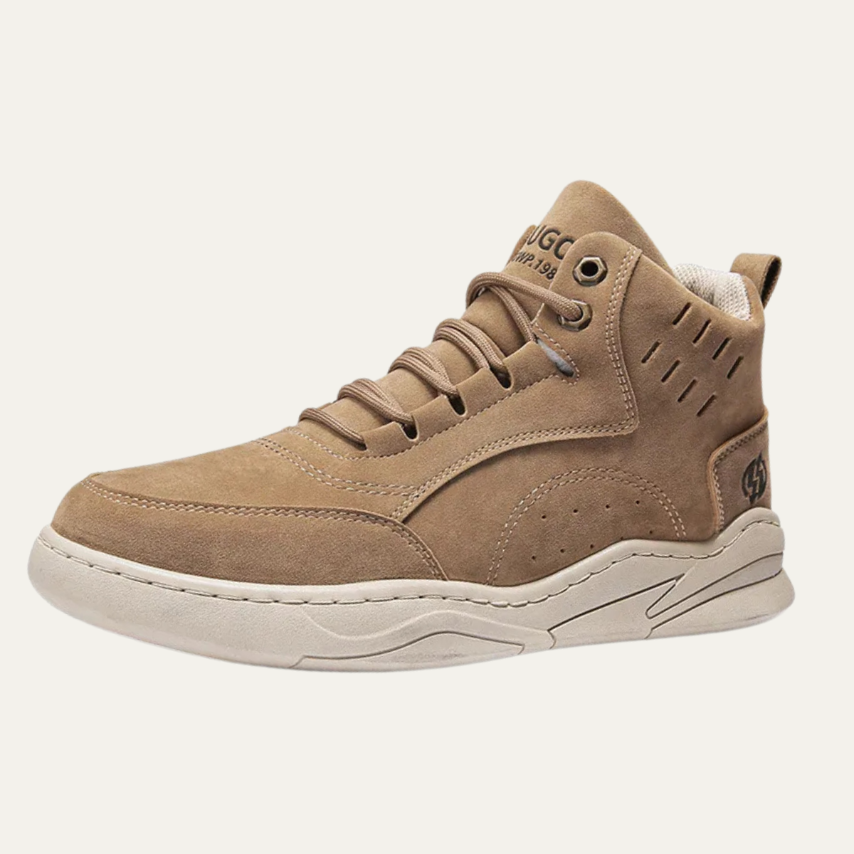 Axel | Men's Suede High Top Sneaker Beige Cream Sole
