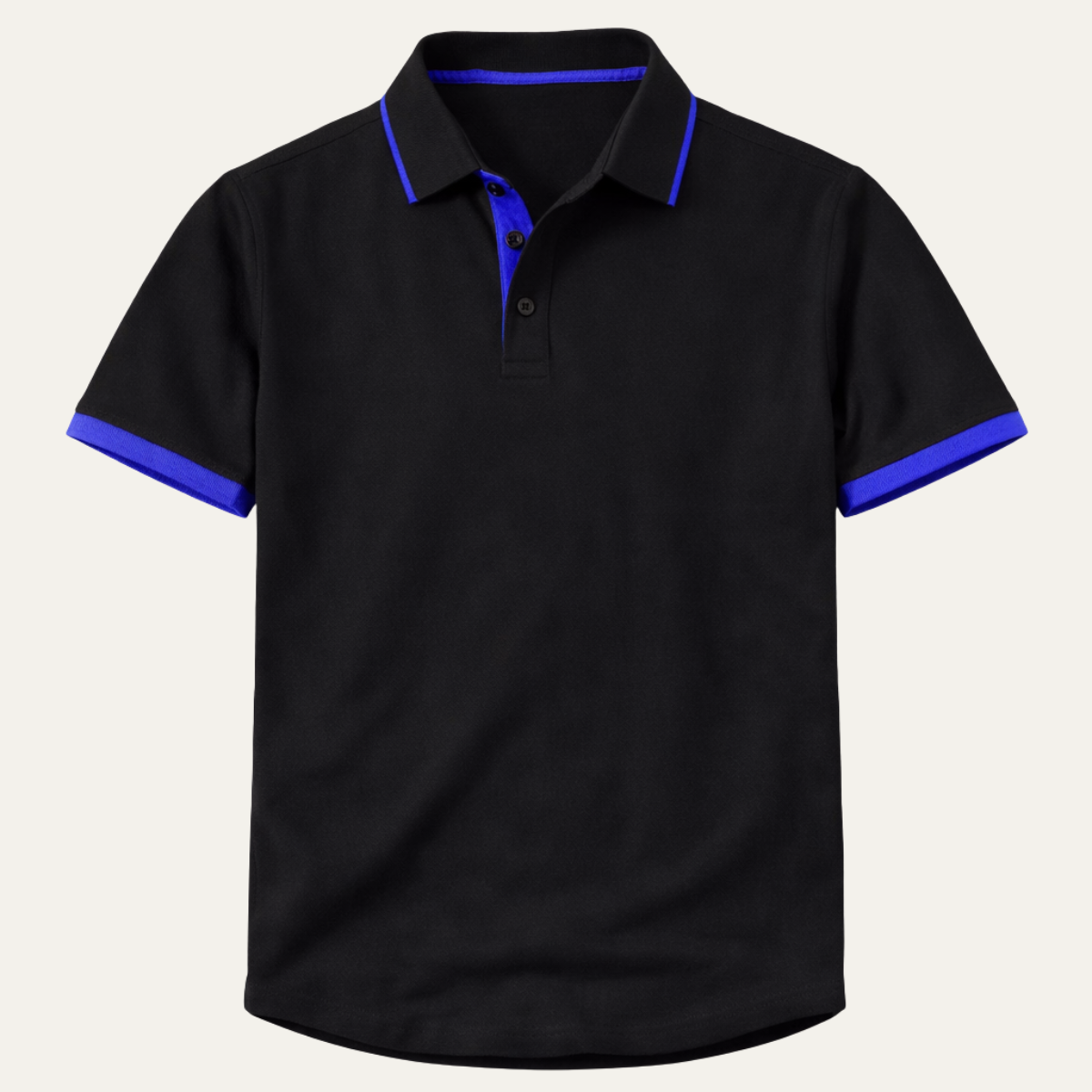 Axel | Men's Polo Shirt Black Blue Stripe Short Sleeve