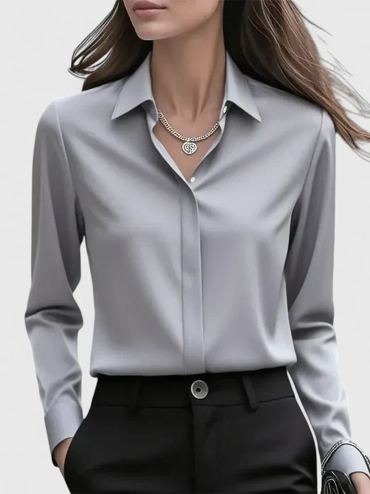 Mia | Women's Button Down Shirt Navy Long Sleeve