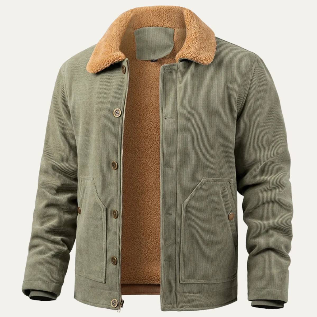 Wade | Men's Sherpa Corduroy Jacket Sage Green