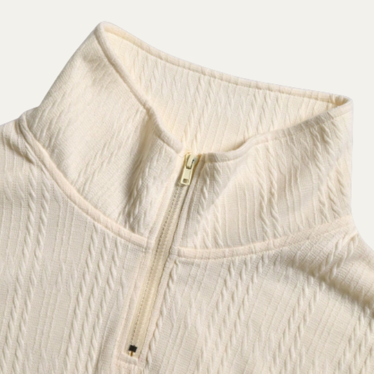 Beau | Men's Sweatsuit Cream Ribbed Knit Polo Shorts Set