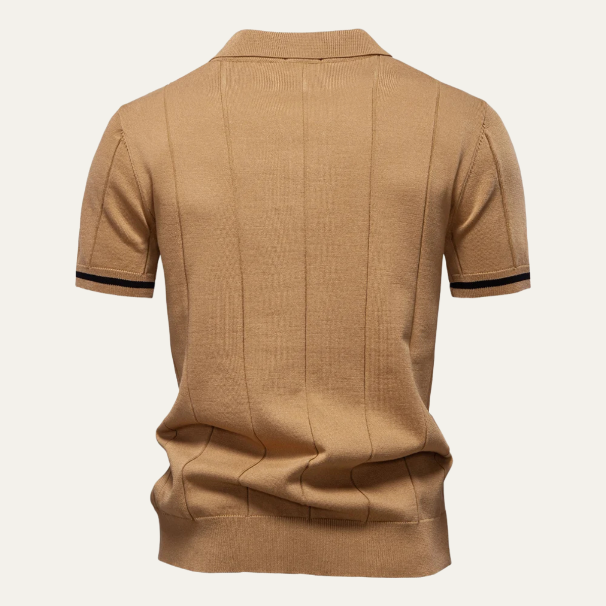 Beau | Men's Casual Half Zip Polo Shirt Camel
