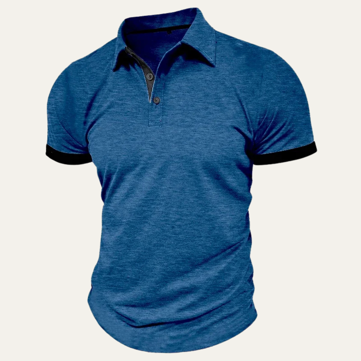 Axel | Men's Polo Shirt Black Blue Stripe Short Sleeve