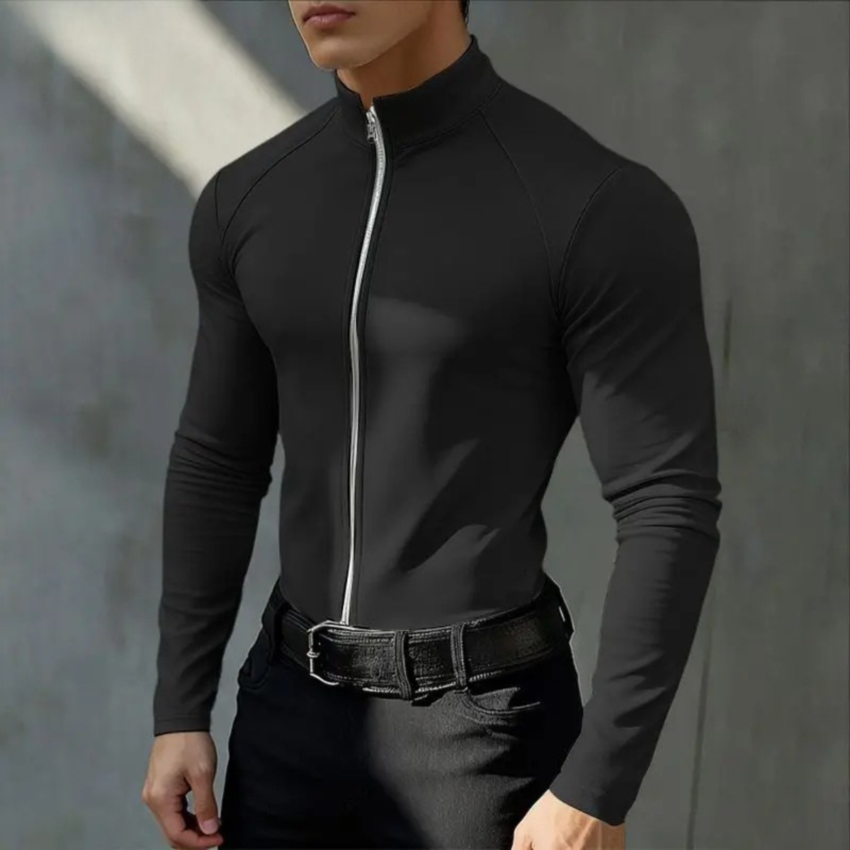 Reid | Men's Casual Zip Up Mock Neck Shirt White