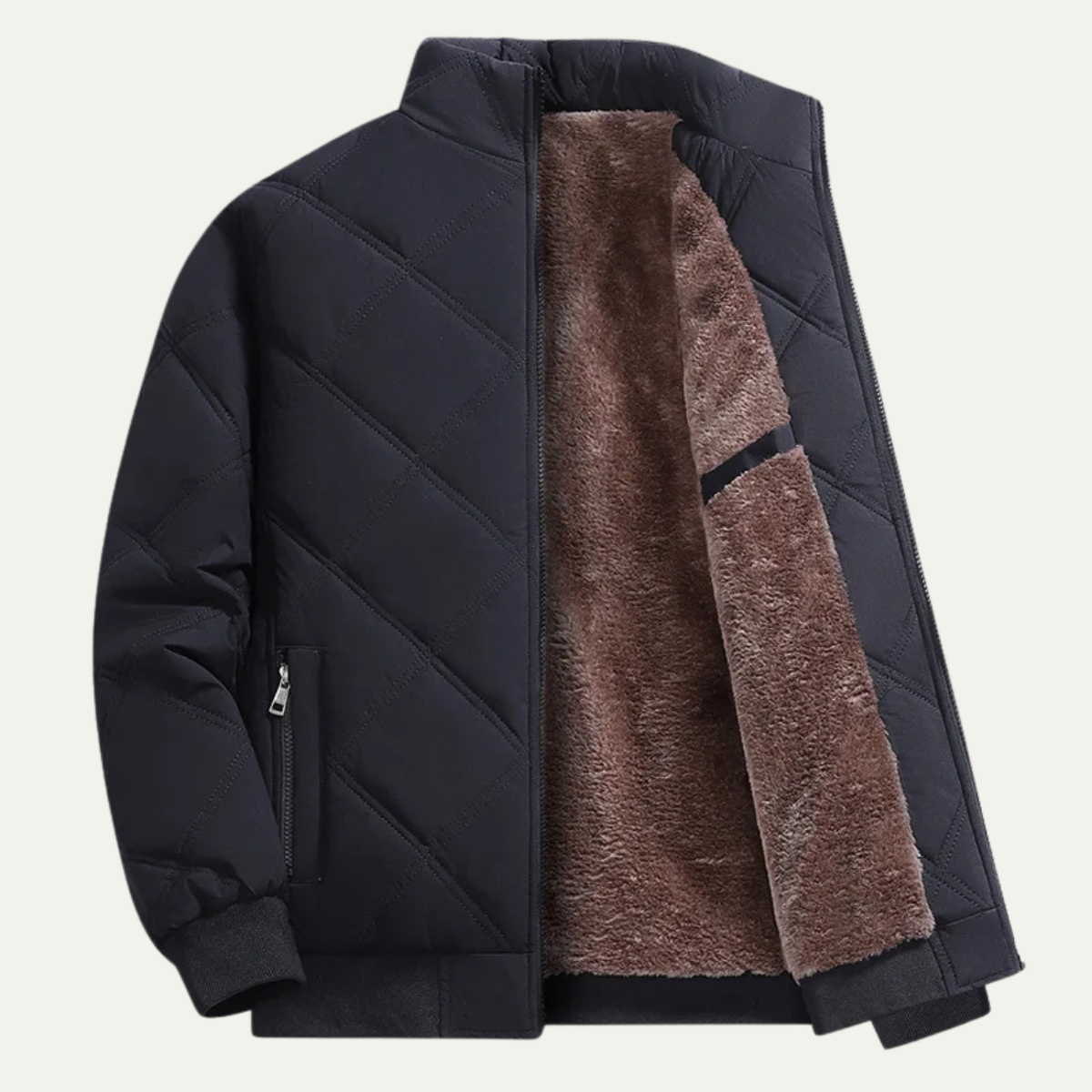 Mars | Men's Quilted Puffer Jacket Navy Sherpa Lined