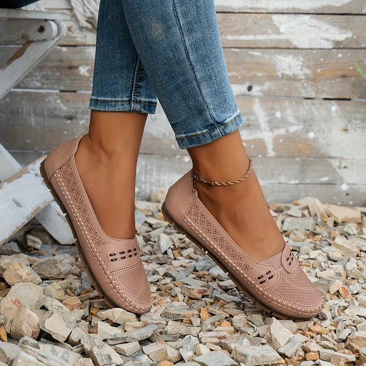 Aria | Women's Perforated Loafer Cream Slip On Comfort