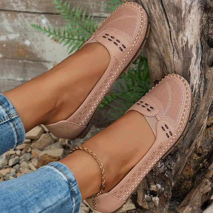Aria | Women's Perforated Loafer Cream Slip On Comfort