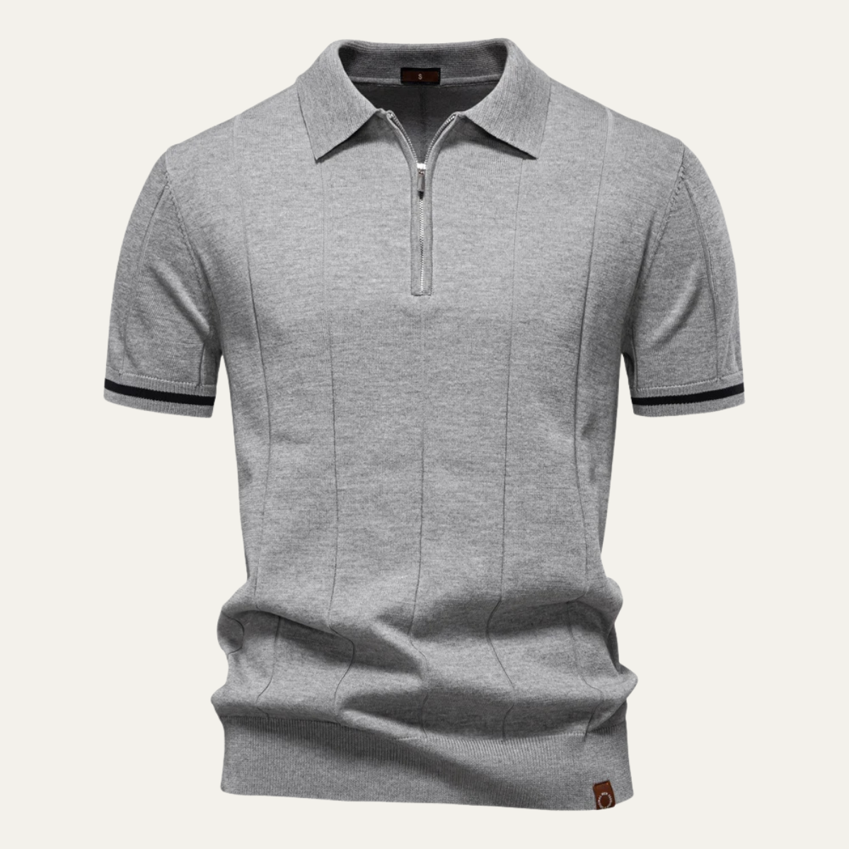 Beau | Men's Casual Half Zip Polo Shirt Camel