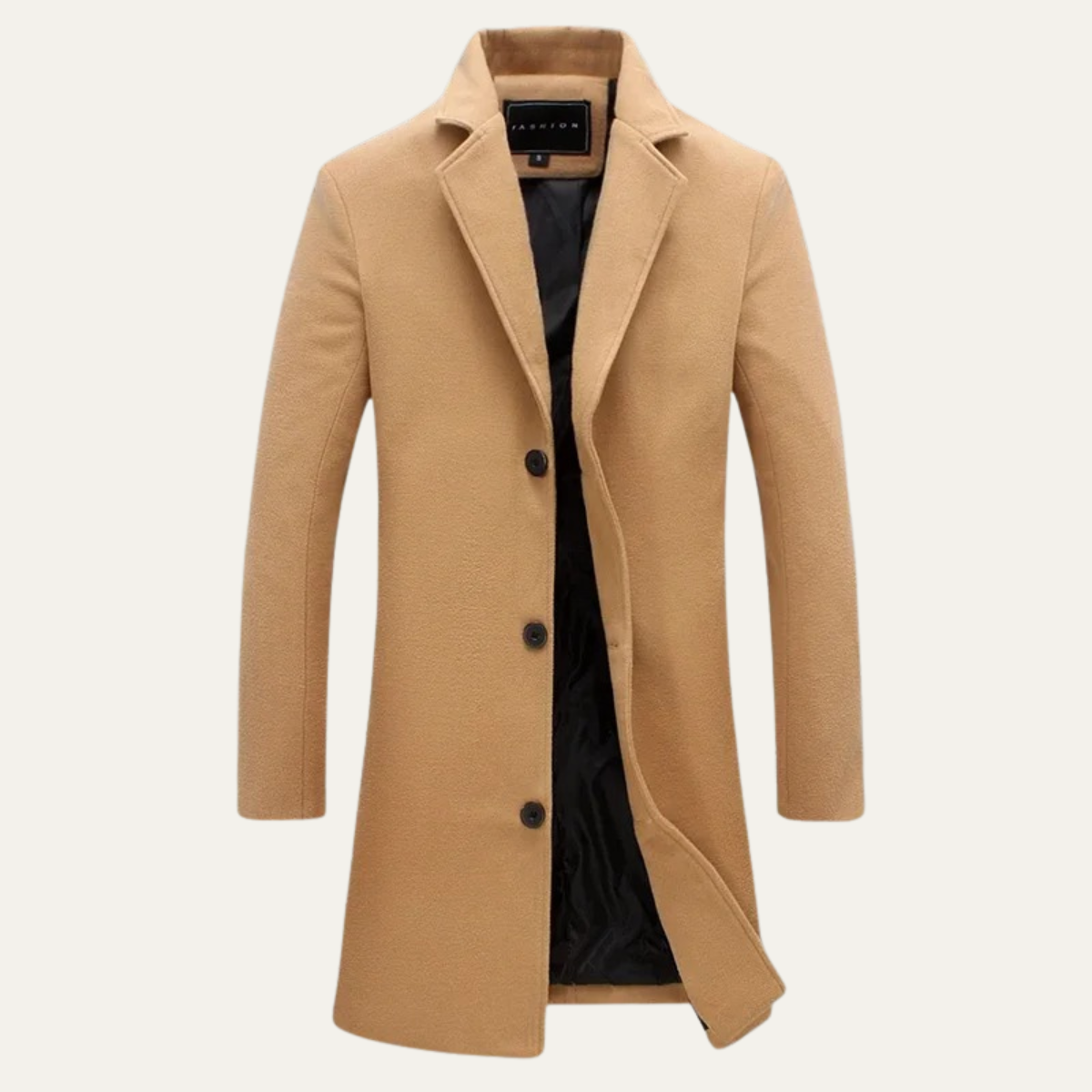 Ash | Men's Smart Casual Long Wool Coat Black